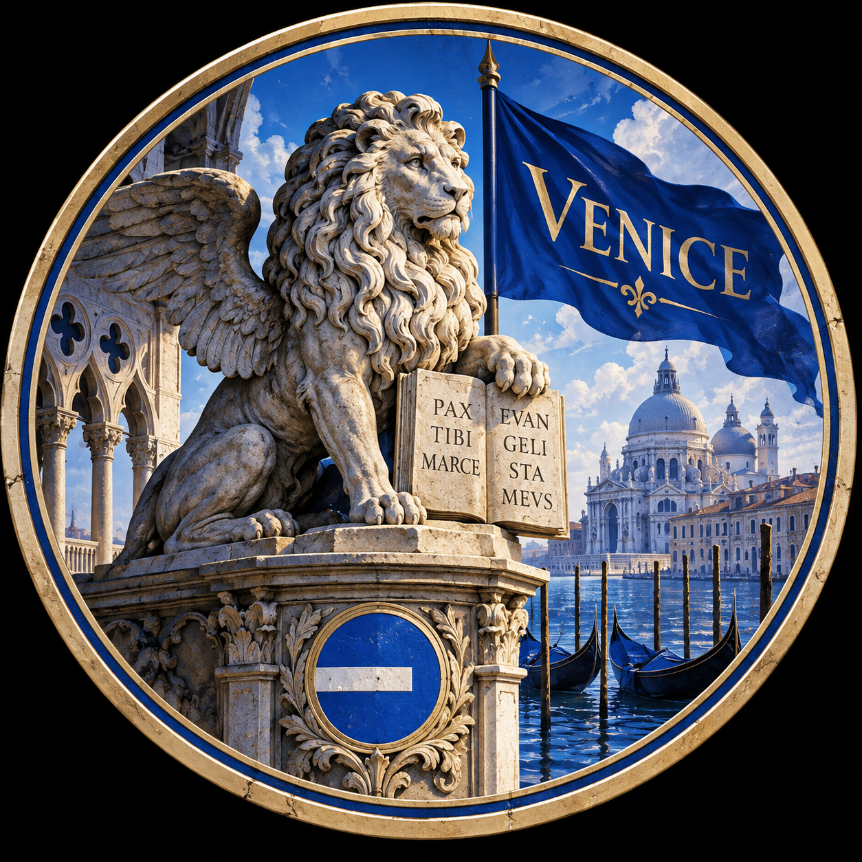 Venice winged lion coin emblem